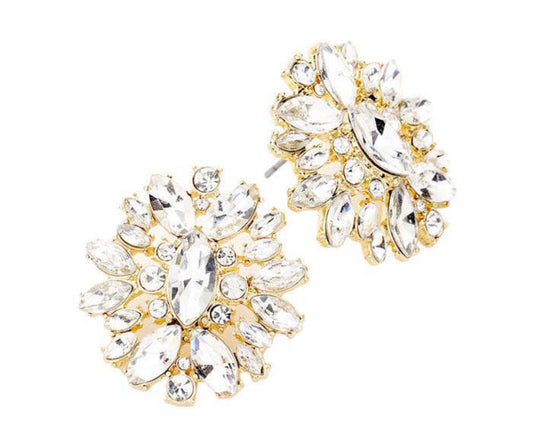 Marquise stone evening stud earrings