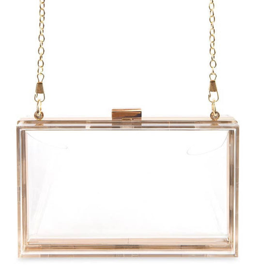 Clear acrylic box clutch purse