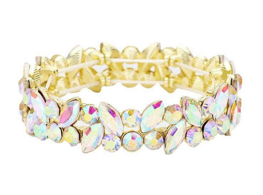 Clear & gold marquise stretch bracelet